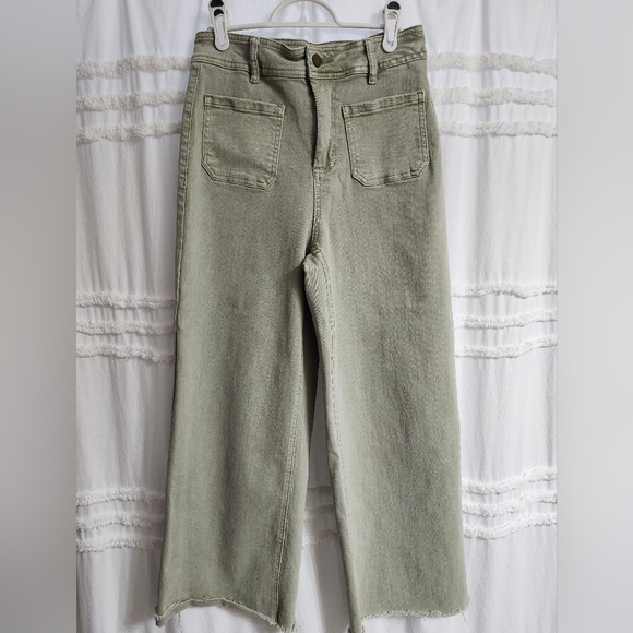 OAT New York Stylish Olive Green Wide-Leg Jeans. - Picture 1 of 7